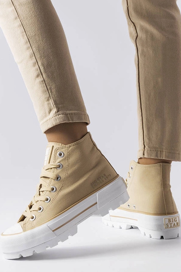 Tênis cano alto feminino Big Star bege LL274160 2