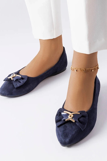 Sapatilhas azul marinho decoradas com laço Jetté