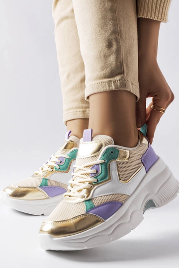 Tênis feminino Séguin branco e dourado