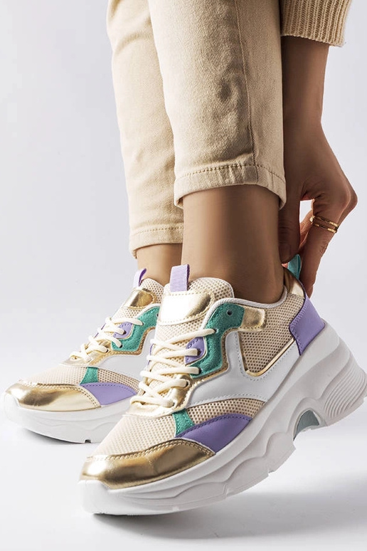 Tênis feminino Séguin branco e dourado