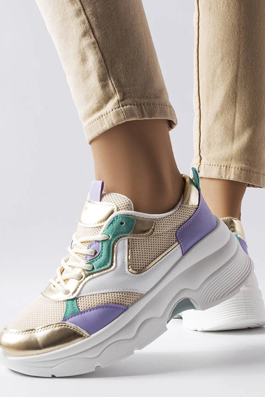 Tênis feminino Séguin branco e dourado