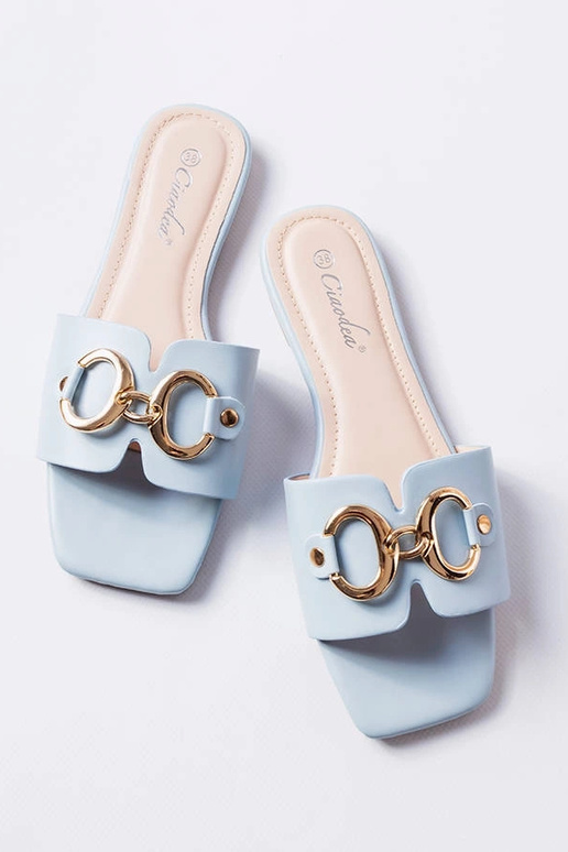 Chinelos elegantes azuis com...