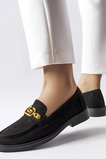 Mocassins pretos elegantes com decoração Ouellet 2
