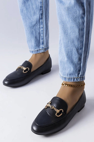 Mocassim preto com fivela Philip