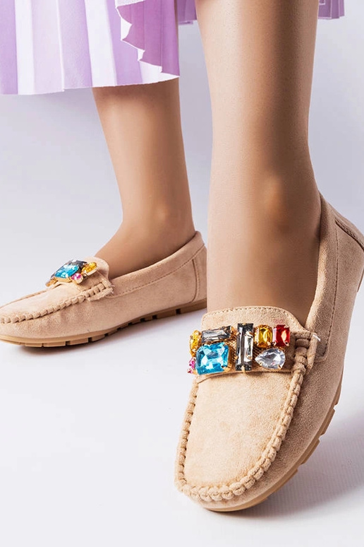 Mocassins bege com palmilha de couro...