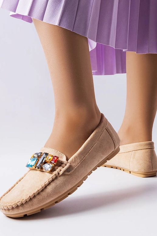 Mocassins bege com palmilha de couro...