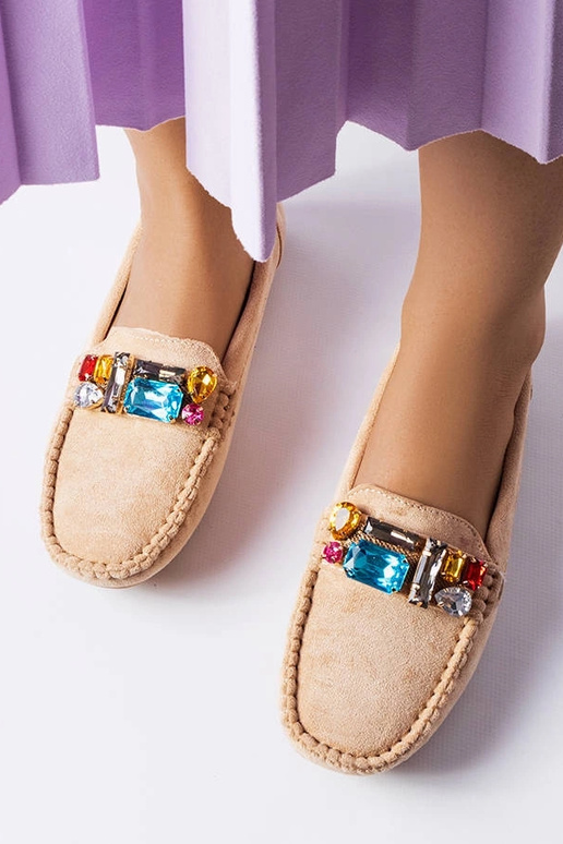 Mocassins bege com palmilha de couro...