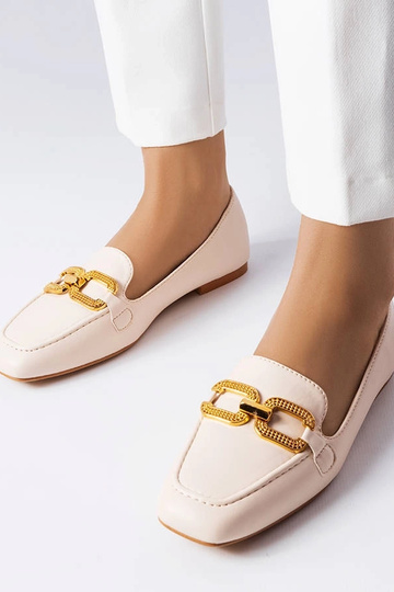 Mocassins bege com fivela Rousseau