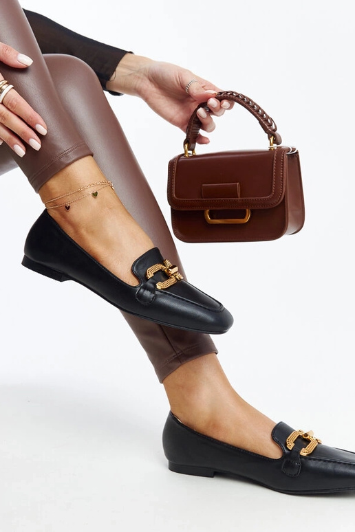 Mocassins pretos com fivela Rousseau