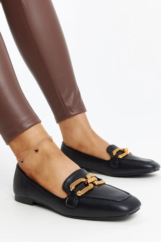 Mocassins pretos com fivela Rousseau