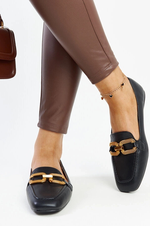 Mocassins pretos com fivela Rousseau