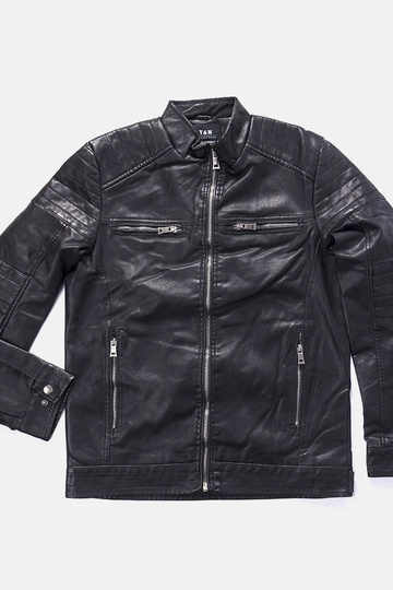 Jaqueta de couro sintético preta masculina Guertin