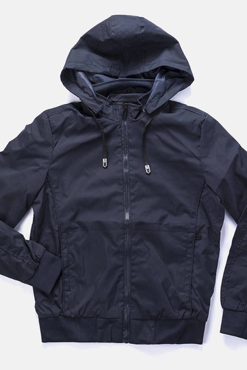 Brault Men's Navy Hooded Windbreaker