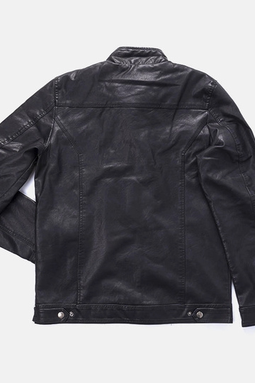 Jaqueta de couro sintético preta masculina Leverett 2