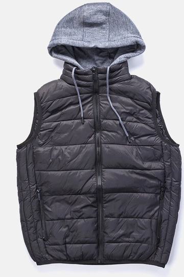 Colete masculino preto com capuz moletom Avar 2