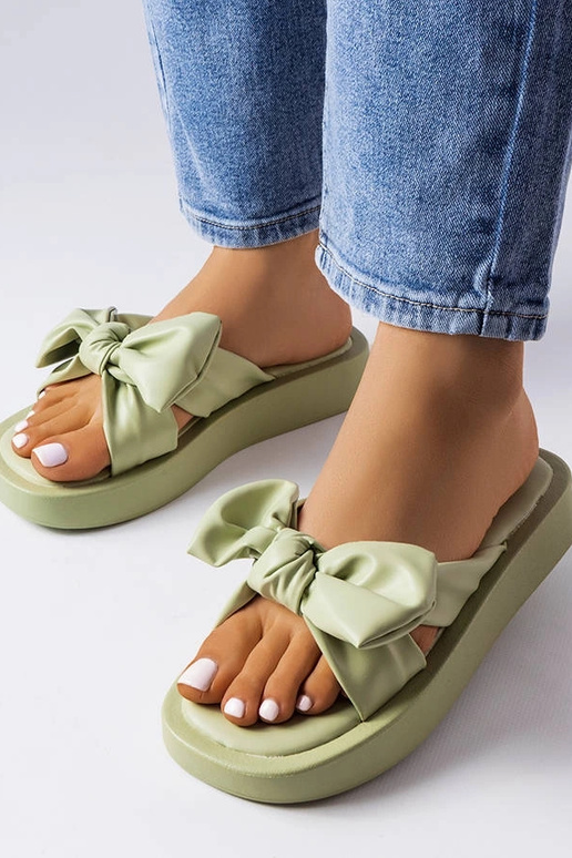 Chinelo plataforma verde com laço Edvard