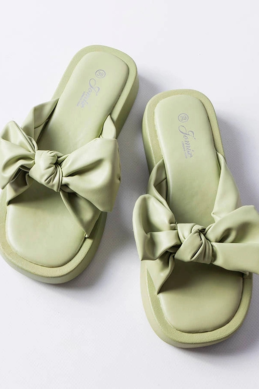 Chinelo plataforma verde com laço Edvard
