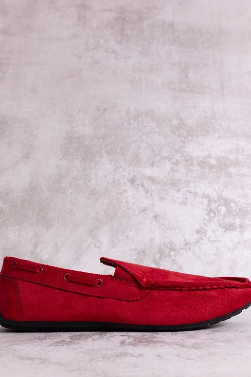 Mocassins masculinos vermelhos,...