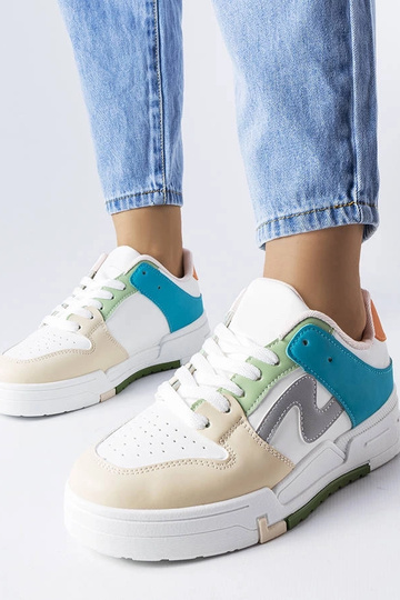 Sapatos plataforma Harter bege e azul