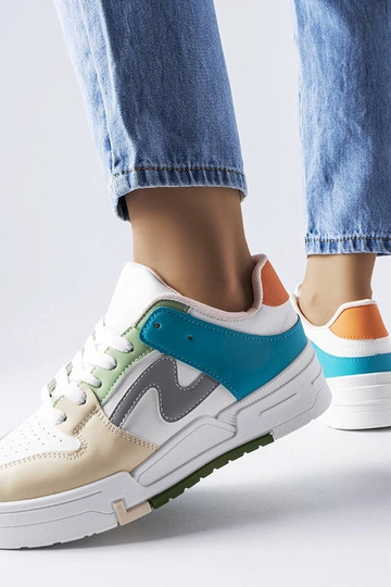 Sapatos plataforma Harter bege e azul 2