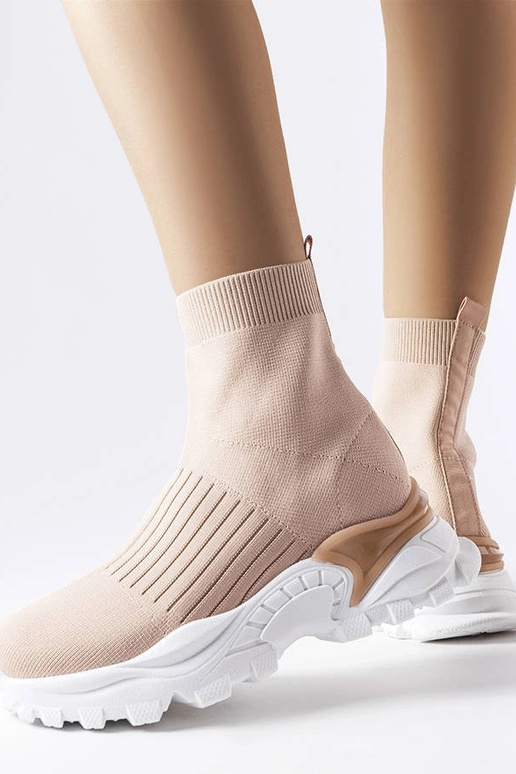 Tênis bege com cabedal elástico Antonio