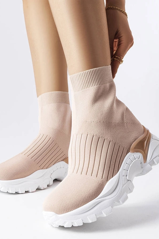 Tênis bege com cabedal elástico Antonio