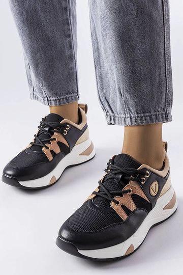 Tênis Vinceza preto e dourado