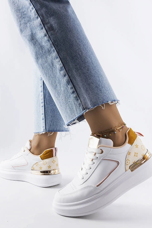 Tênis branco com apliques bege Margarita