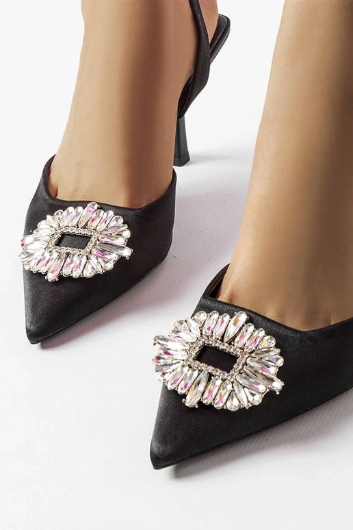 Salto alto preto com strass Dearborn