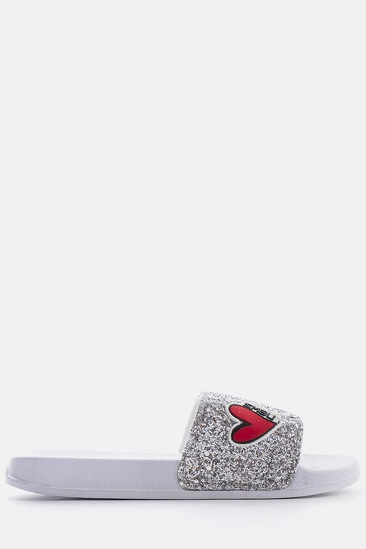 Chinelos infantis Boncoeur cinza glitter