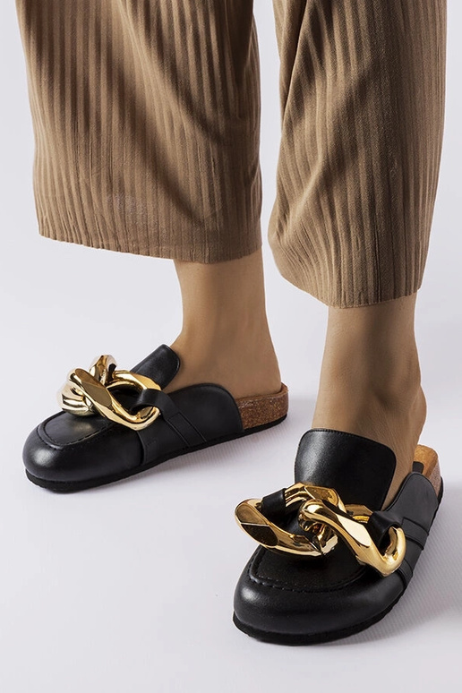 Chinelos de dedo Christelle Chain pretos