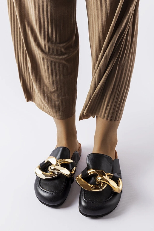 Chinelos de dedo Christelle Chain pretos