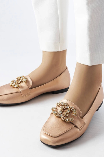 Mocassim dourado com zircões Neuer