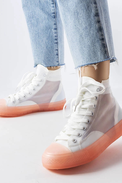 Tênis cano alto Nanterre branco e rosa