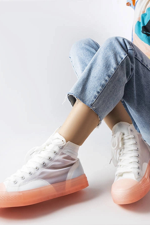 Tênis cano alto Nanterre branco e rosa