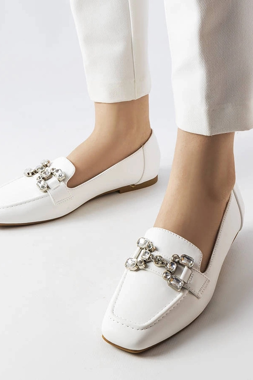 Mocassim branco com zircões Marechal