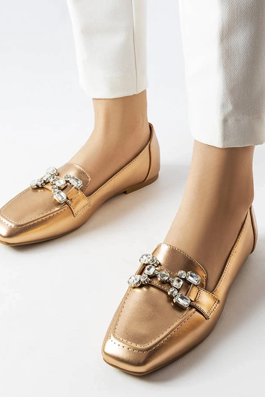 Mocassins ouro rosa com zircões Marechal