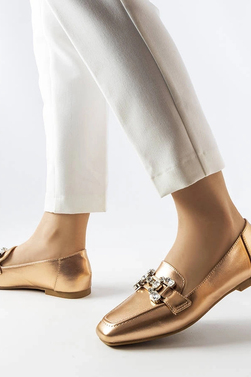 Mocassins ouro rosa com zircões Marechal