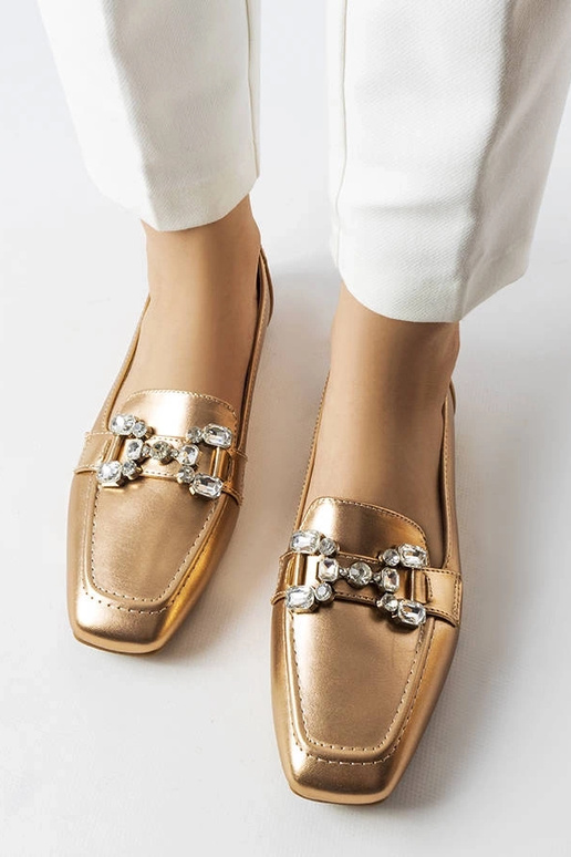 Mocassins ouro rosa com zircões Marechal