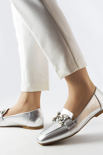 Mocassins prateados com zircões Marechal 2