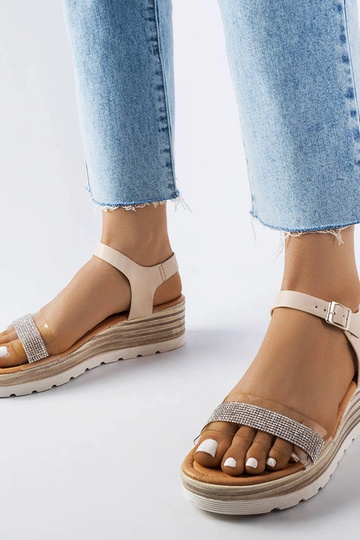 Sandálias plataforma bege...