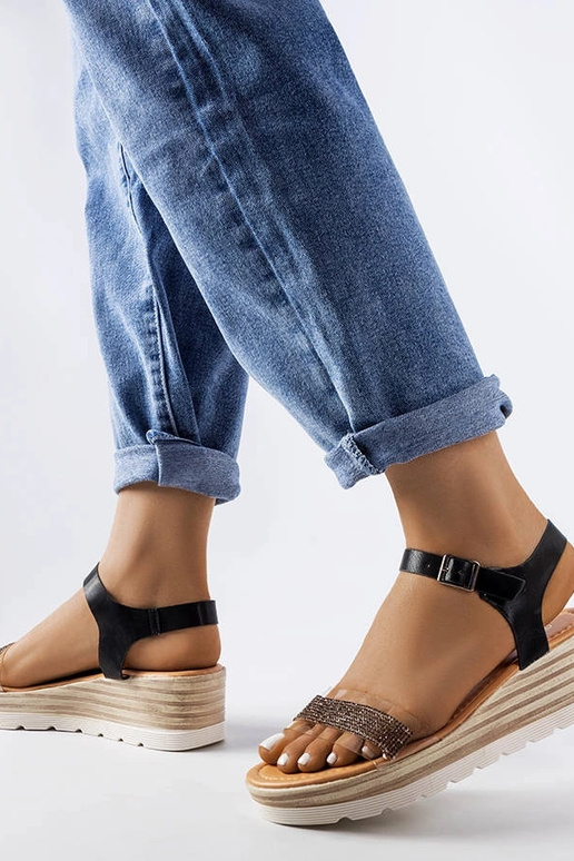 Sandálias pretas Bussière wedge Sandálias pretas Bussière wedge