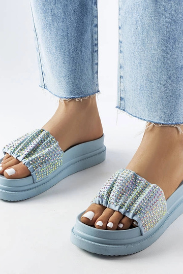 Mulas femininas azuis com...