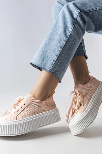 Tênis de tecido rosa na... 2