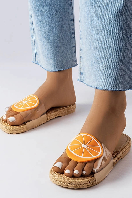Sandalhas transparentes com laranja,... Sandalhas transparentes com laranja,...