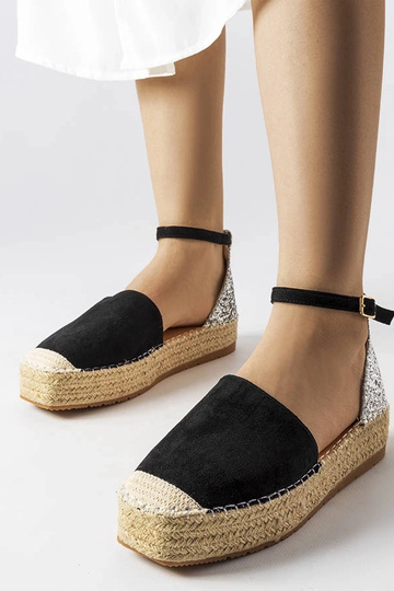 Alpercatas pretas com aplicação de glitter Myasia