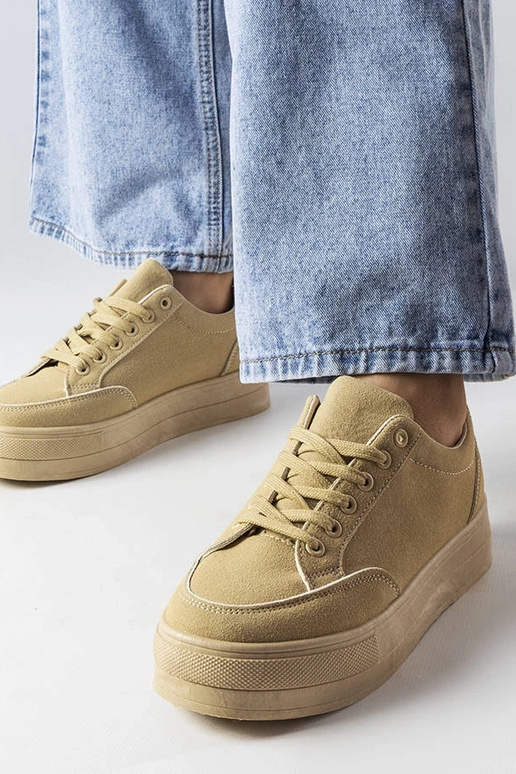 Ténis sand color com plataforma,...