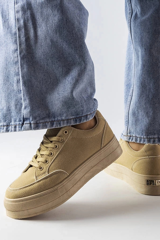 Ténis sand color com plataforma,...