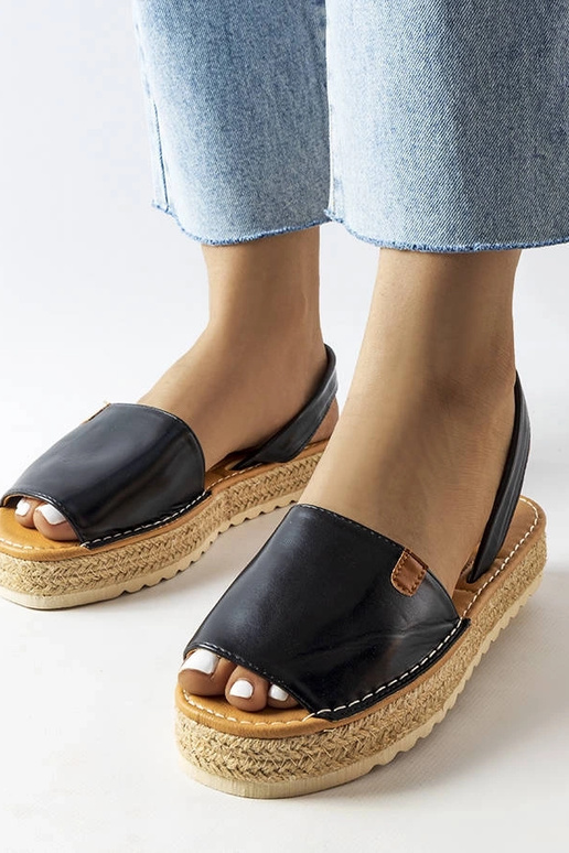 Espadrilhas pretas com plataforma,...