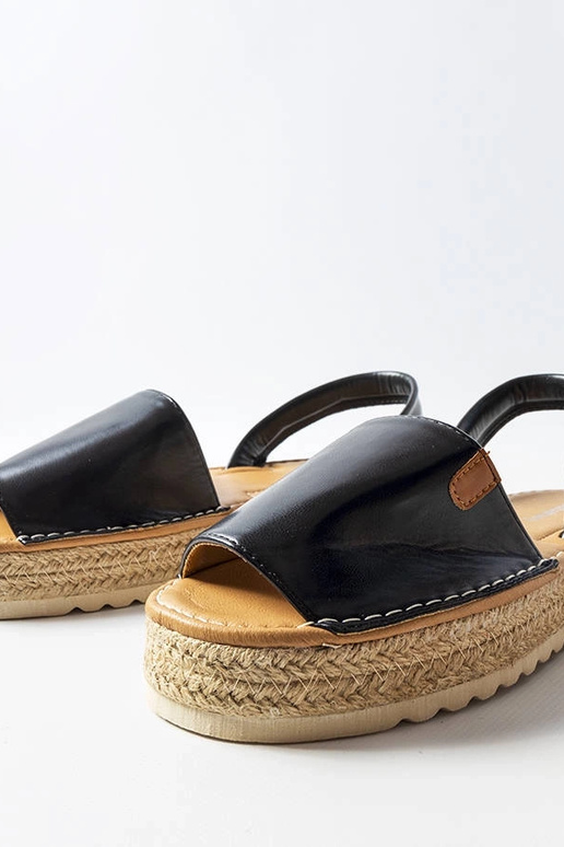 Espadrilhas pretas com plataforma,...